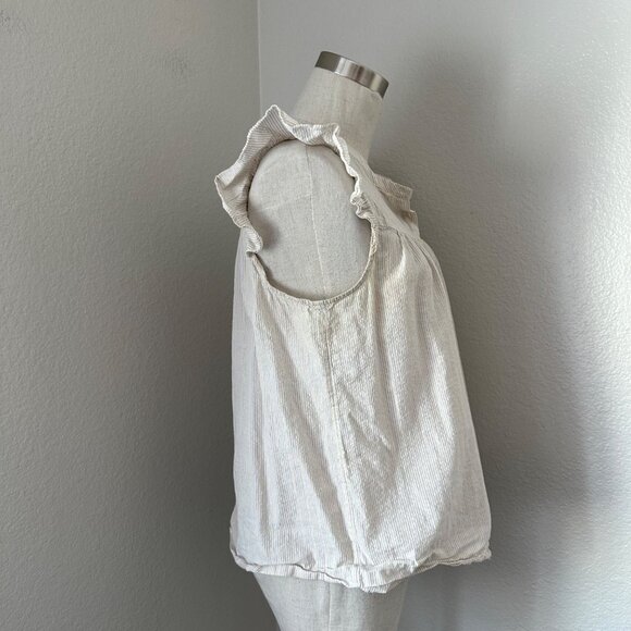 Madewell Blouse Ruffle Sleeve Cotton Metallic Stripes Front Closure, Airy Sz M - Picture 4 of 12